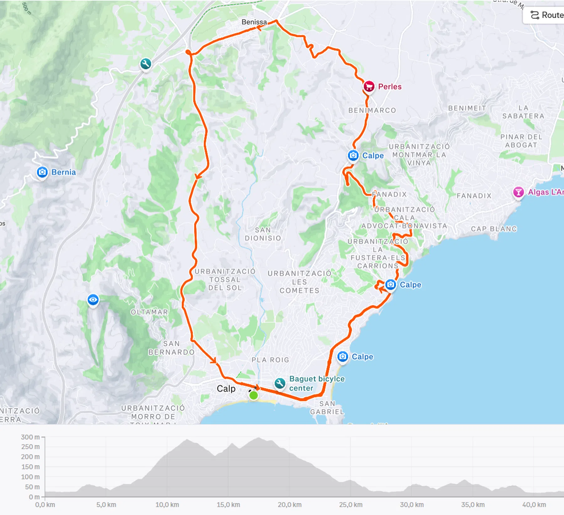 Korte rit rond Calpe